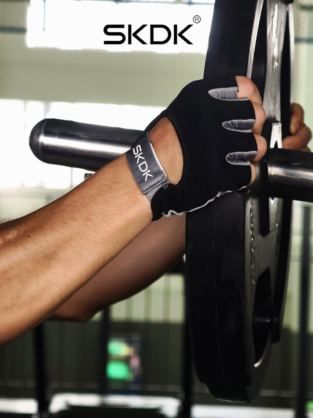 SKDK Breathable Workout Gloves with Silicone Anti-Slip Palm & Adjustable Wrist Strap for Weightlifting, Cycling & Gym Training