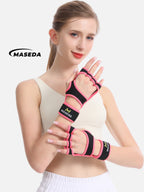 MASEDA Women's Workout Gloves with Wrist Support - Silicone Anti-Slip Breathable Gym Gloves for Weightlifting, CrossFit & Fitness Training