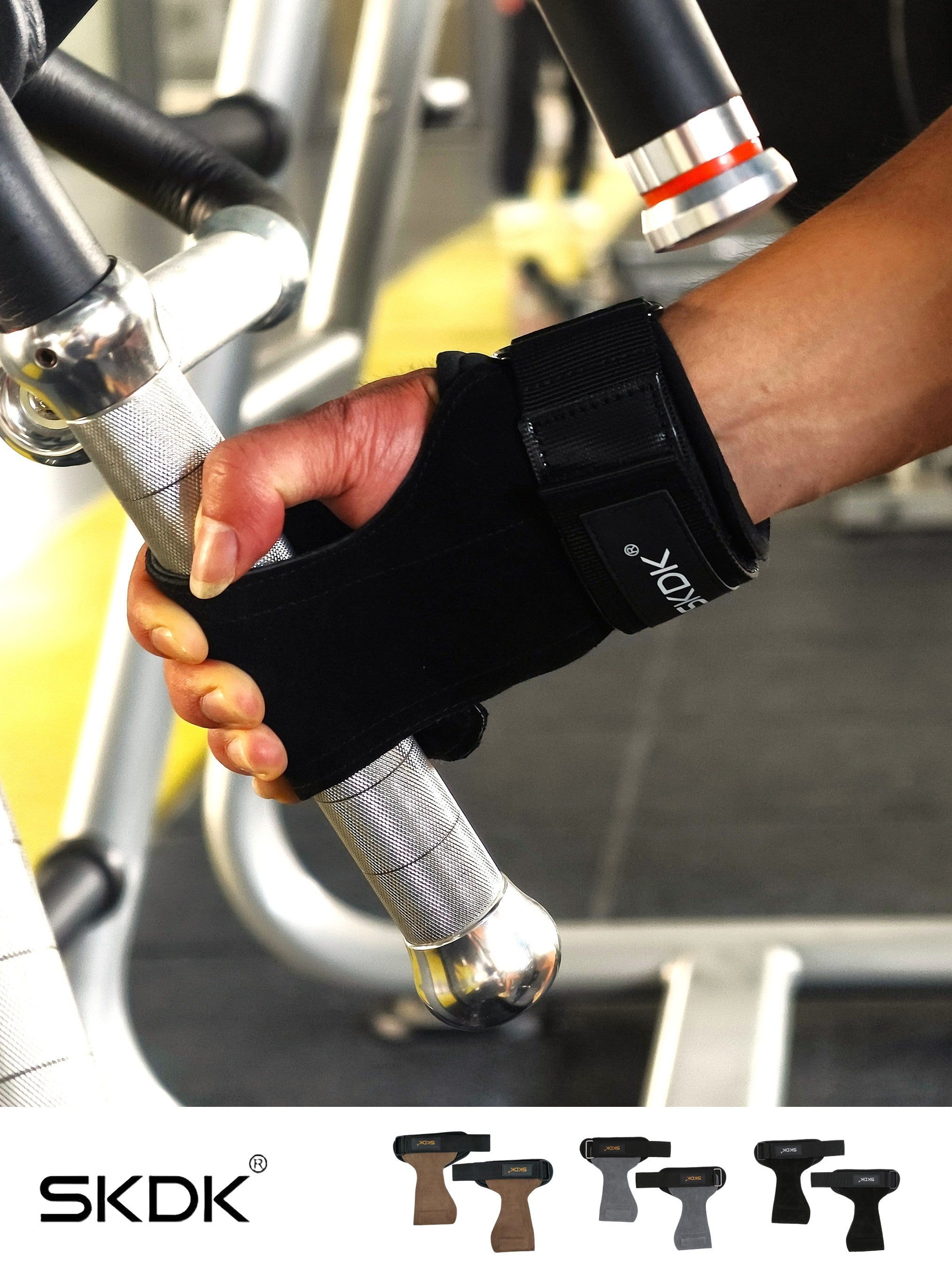 Premium Weightlifting Grips with Wrist Support | 3mm Anti-Slip Microfiber Workout Gloves