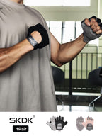 SKDK Breathable Workout Gloves with Silicone Anti-Slip Palm & Adjustable Wrist Strap for Weightlifting, Cycling & Gym Training