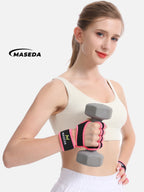 MASEDA Women's Workout Gloves with Wrist Support - Silicone Anti-Slip Breathable Gym Gloves for Weightlifting, CrossFit & Fitness Training
