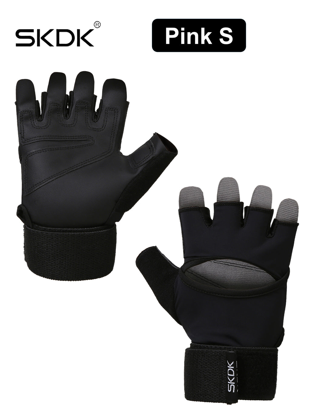 SKDK Workout Gloves with Wrist Support & PU Palm Protection - Breathable Gym Gloves for Weightlifting, CrossFit & Fitness Training