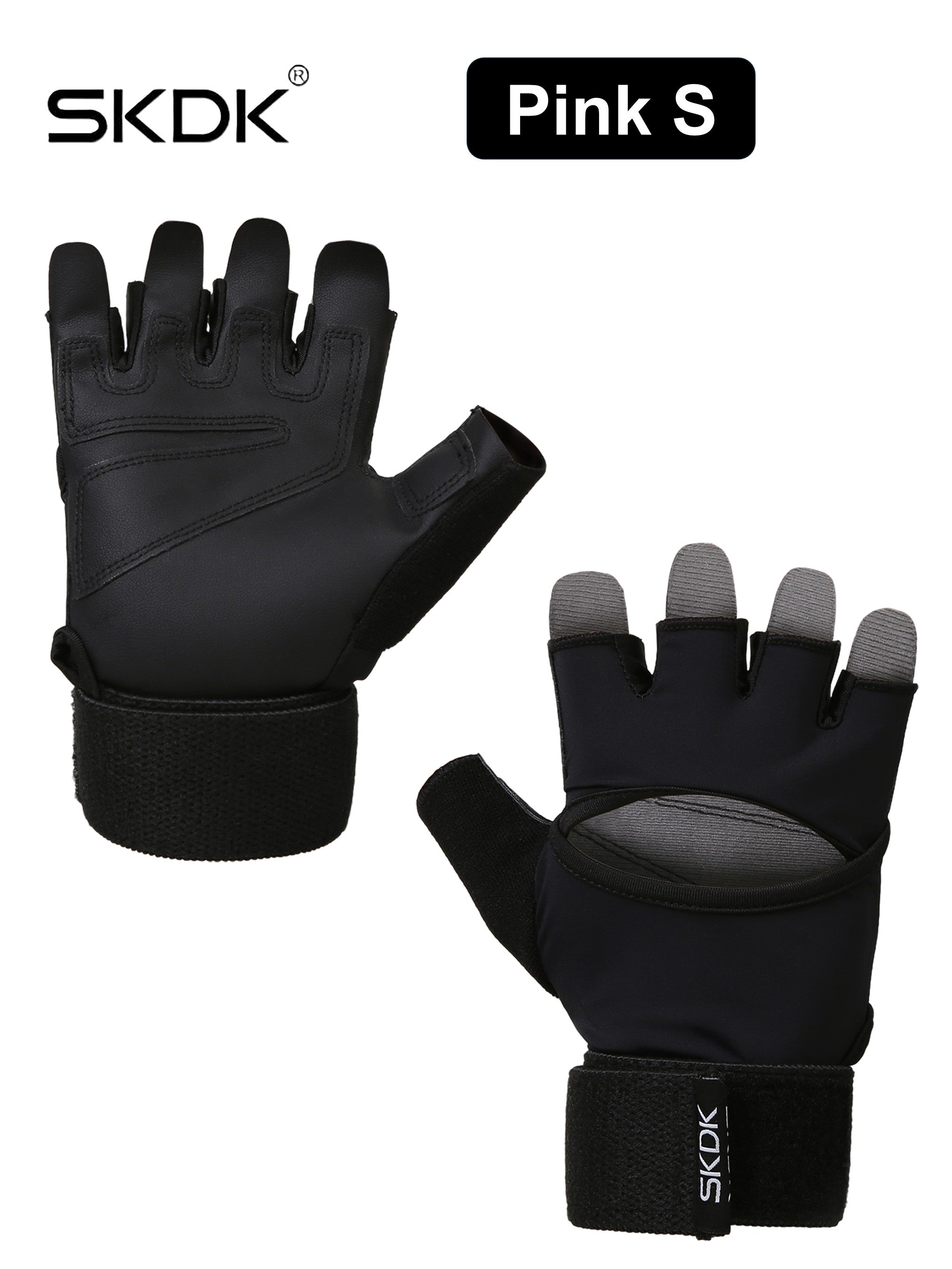 SKDK Workout Gloves with Wrist Support & PU Palm Protection - Breathable Gym Gloves for Weightlifting, CrossFit & Fitness Training