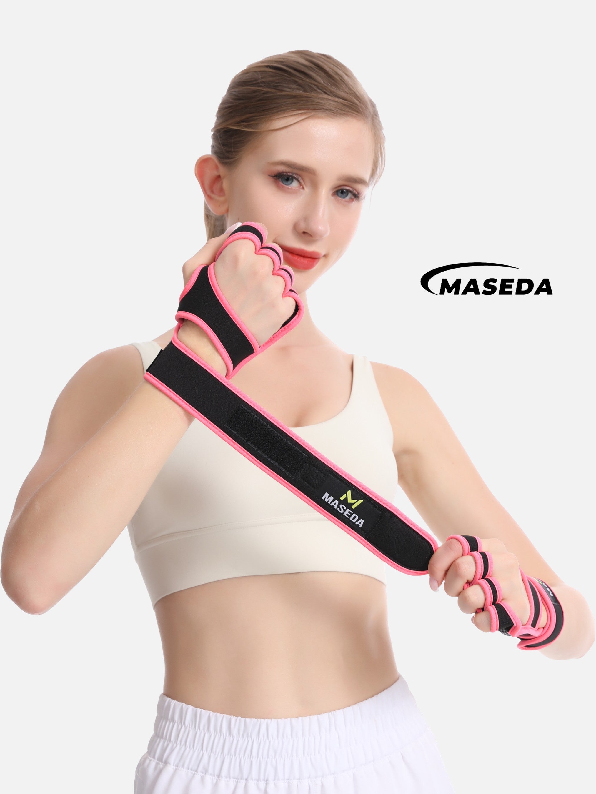 MASEDA Women's Workout Gloves with Wrist Support - Silicone Anti-Slip Breathable Gym Gloves for Weightlifting, CrossFit & Fitness Training
