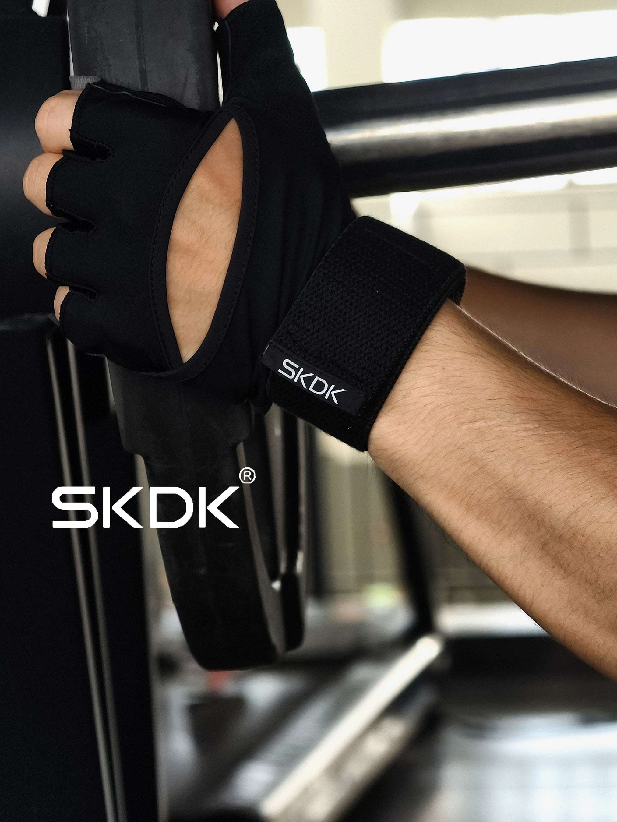 SKDK Workout Gloves with Wrist Support & PU Palm Protection - Breathable Gym Gloves for Weightlifting, CrossFit & Fitness Training