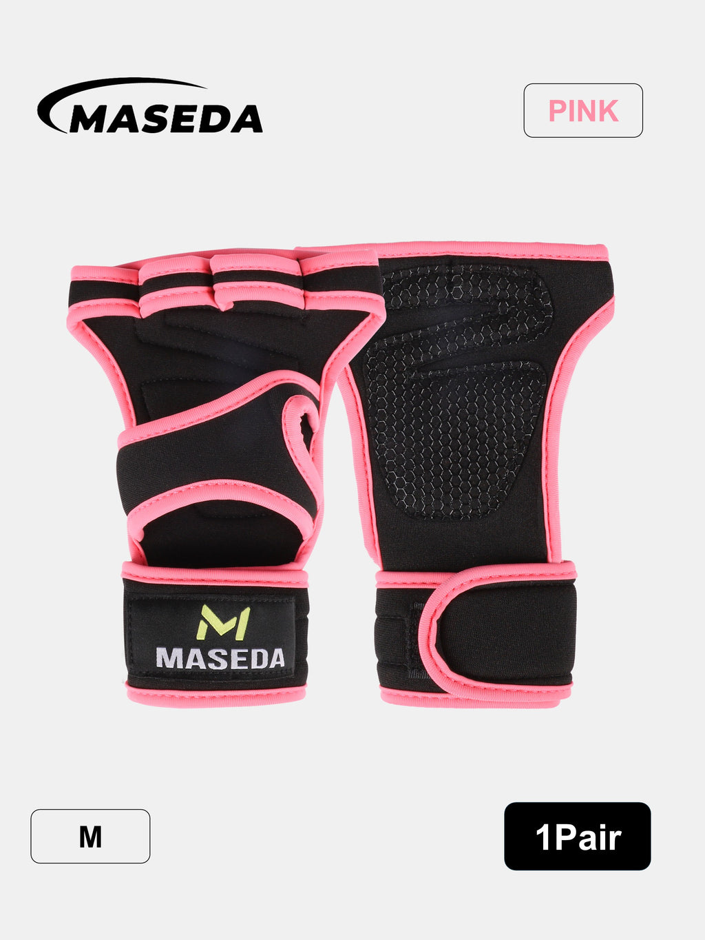 MASEDA Women's Workout Gloves with Wrist Support - Silicone Anti-Slip Breathable Gym Gloves for Weightlifting, CrossFit & Fitness Training