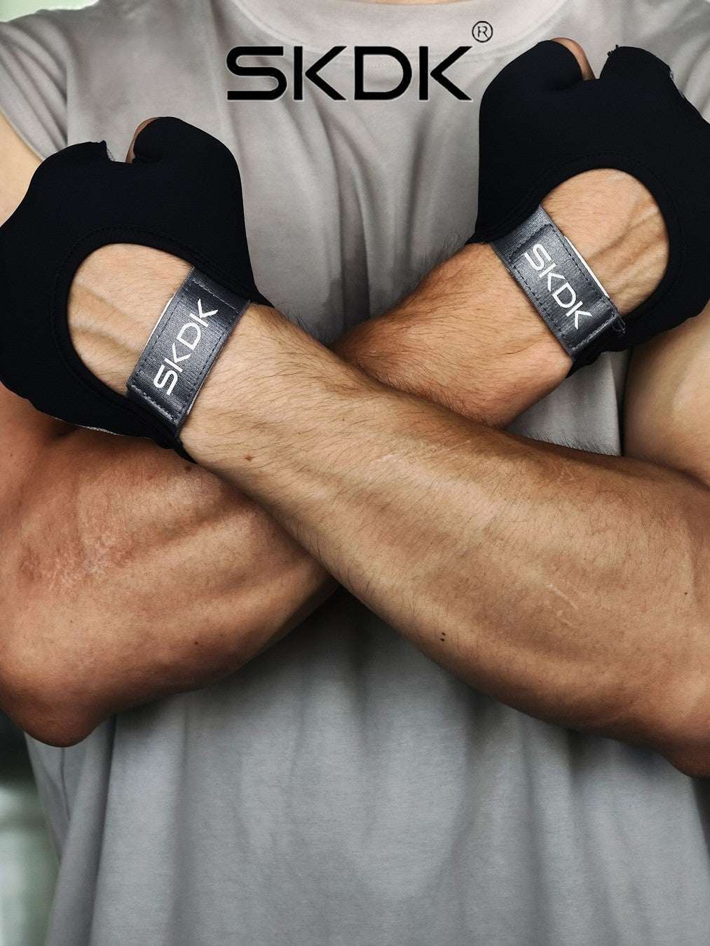 SKDK Breathable Workout Gloves with Silicone Anti-Slip Palm & Adjustable Wrist Strap for Weightlifting, Cycling & Gym Training