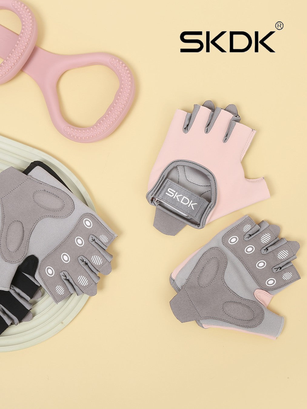SKDK Breathable Workout Gloves with Silicone Anti-Slip Palm & Adjustable Wrist Strap for Weightlifting, Cycling & Gym Training