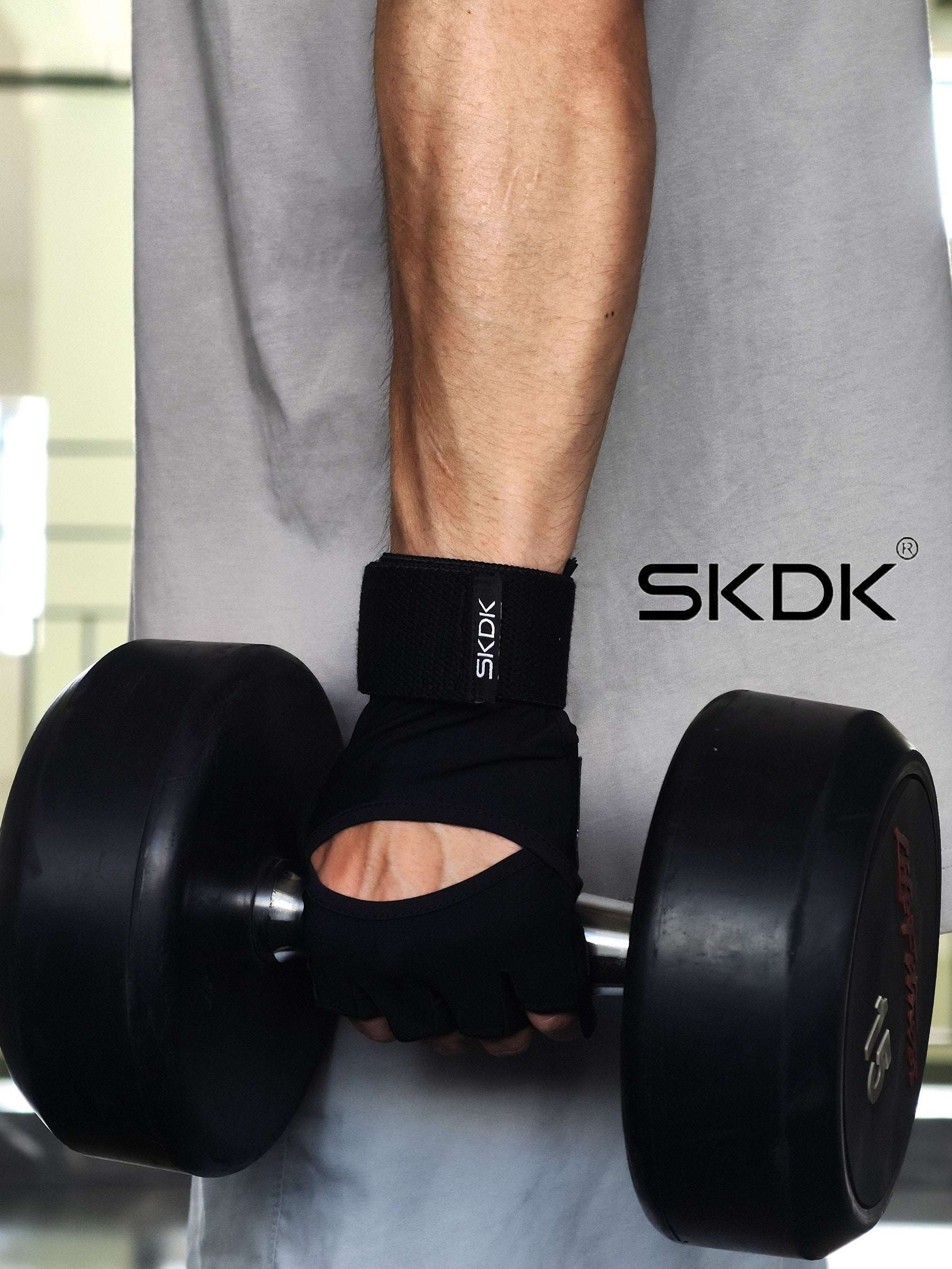 SKDK Workout Gloves with Wrist Support & PU Palm Protection - Breathable Gym Gloves for Weightlifting, CrossFit & Fitness Training