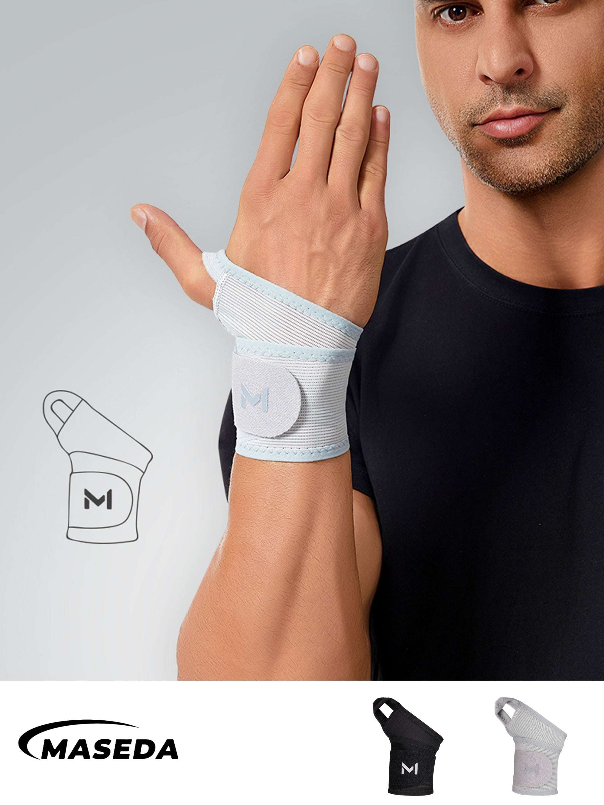 Adjustable Compression Wrist Wraps – High-Quality Breathable Spandex Support Brace for Gym, Tennis, Sports & Office