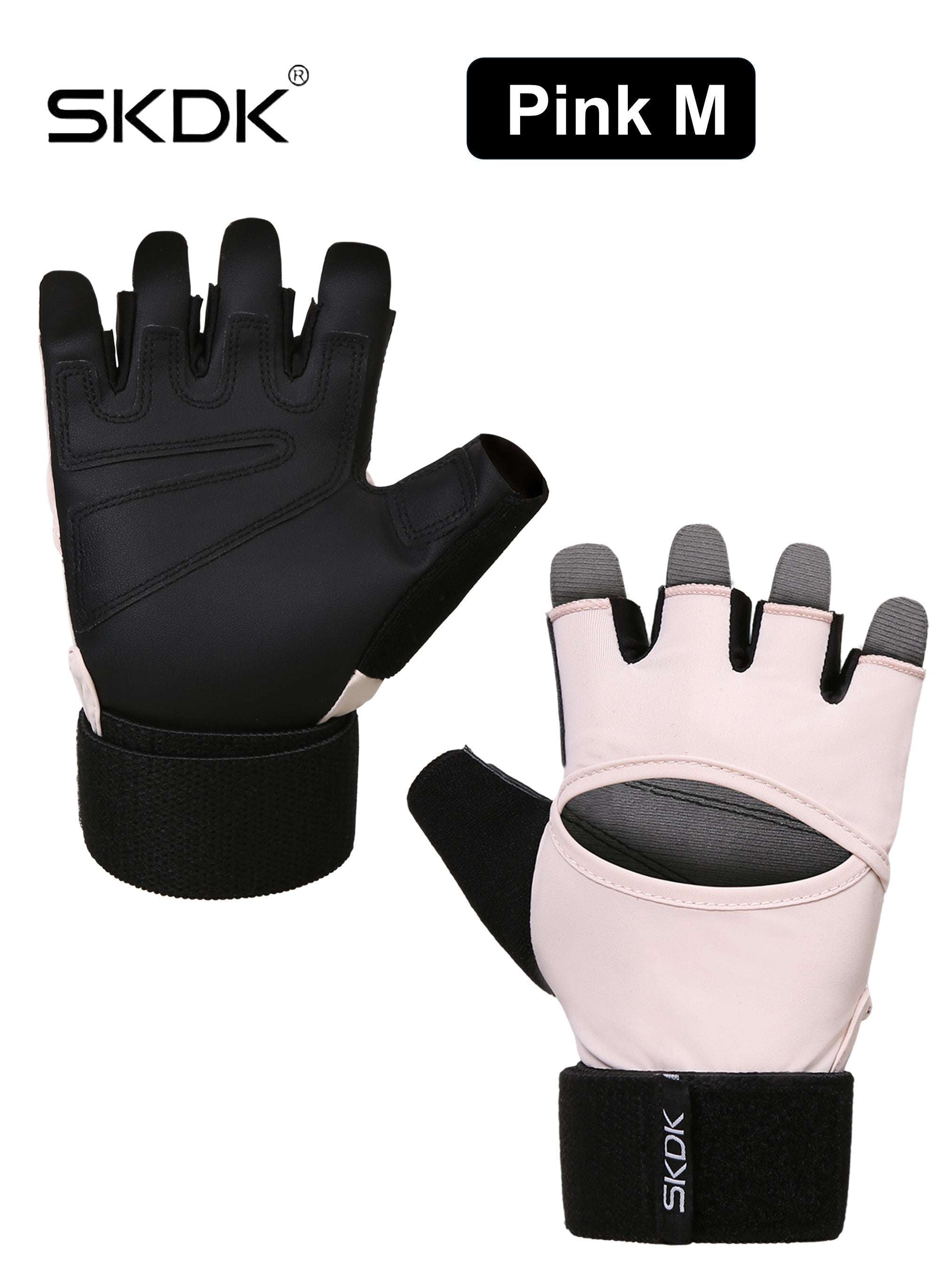 SKDK Workout Gloves with Wrist Support & PU Palm Protection - Breathable Gym Gloves for Weightlifting, CrossFit & Fitness Training