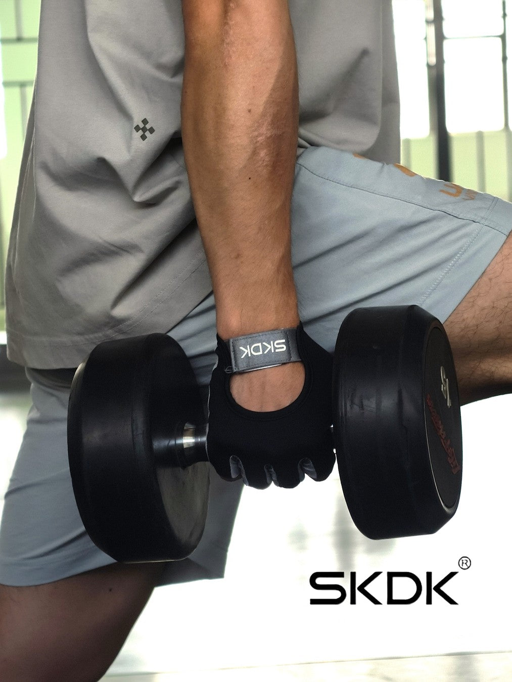 SKDK Breathable Workout Gloves with Silicone Anti-Slip Palm & Adjustable Wrist Strap for Weightlifting, Cycling & Gym Training