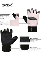 SKDK Workout Gloves with Wrist Support & PU Palm Protection - Breathable Gym Gloves for Weightlifting, CrossFit & Fitness Training