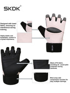 SKDK Workout Gloves with Wrist Support & PU Palm Protection - Breathable Gym Gloves for Weightlifting, CrossFit & Fitness Training