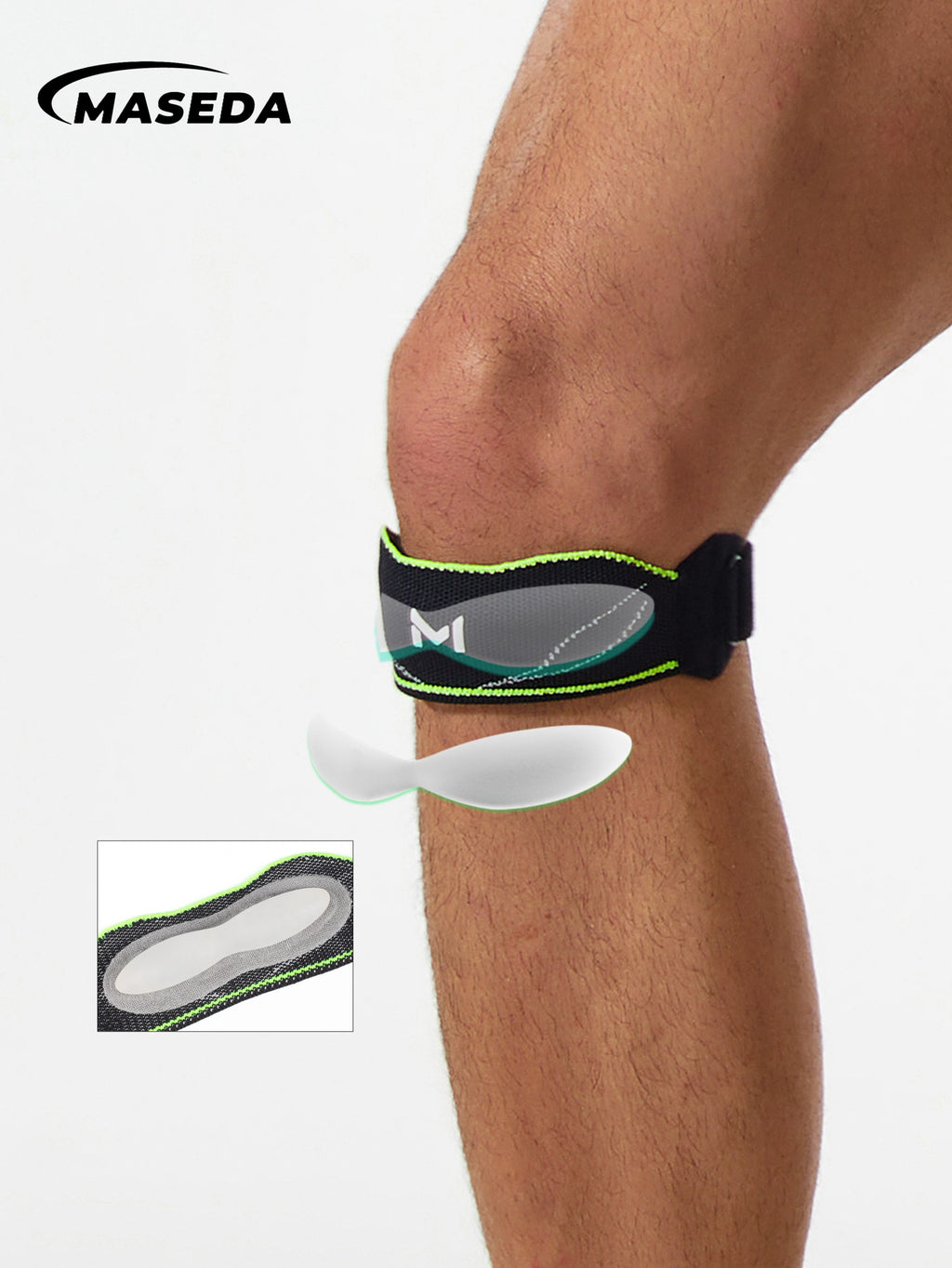 Patella Tendon Knee Strap - Adjustable Support Brace with Silicone Pad for Running & Sports