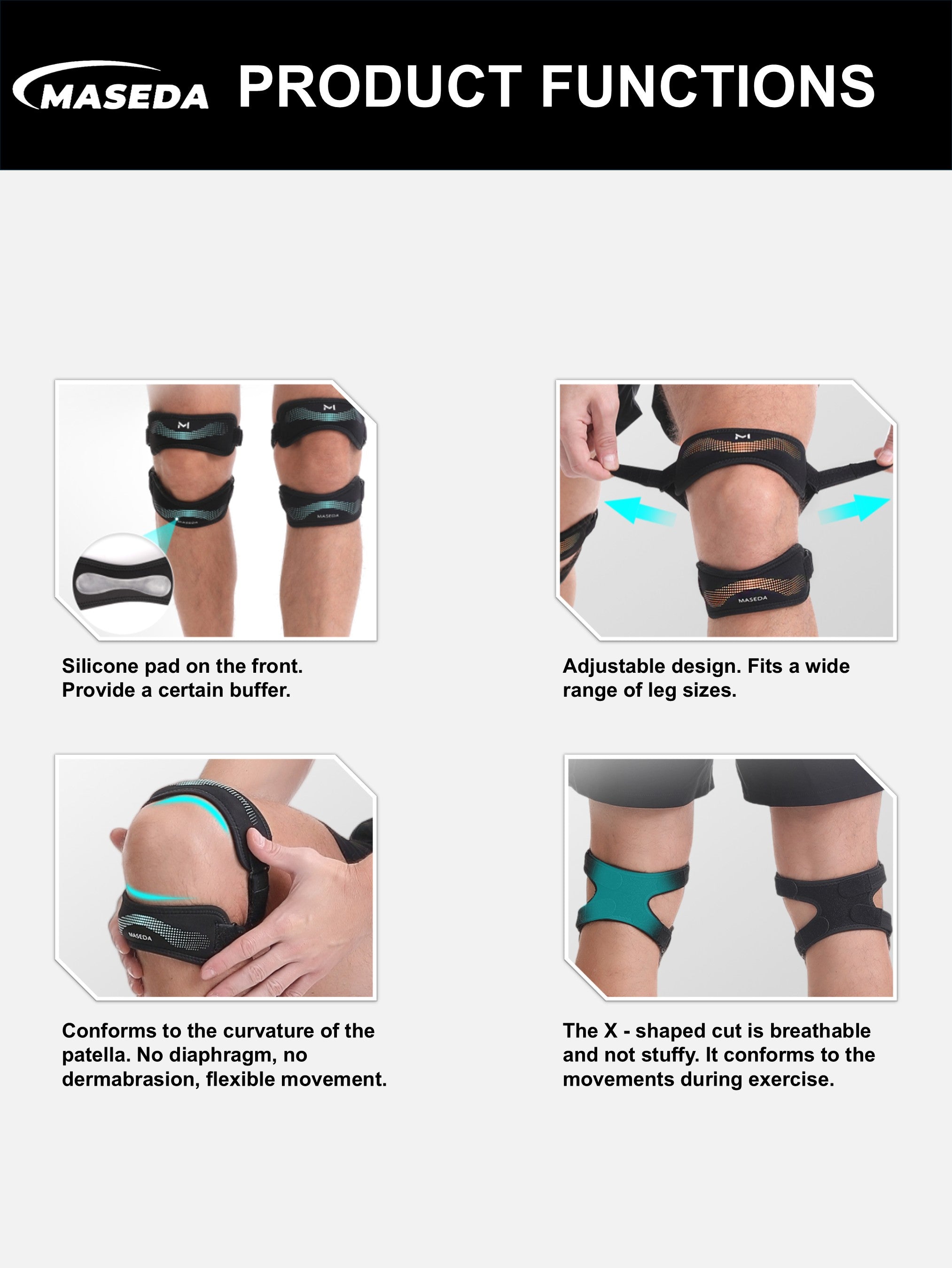 Adjustable Double Patella Tendon Support Strap – Comfortable Knee Brace & Stabilizer for Sports Protection, Running, Gym, Weightlifting & Basketball
