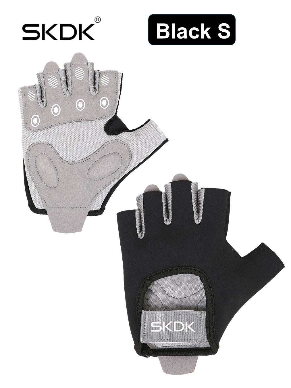 SKDK Breathable Workout Gloves with Silicone Anti-Slip Palm & Adjustable Wrist Strap for Weightlifting, Cycling & Gym Training