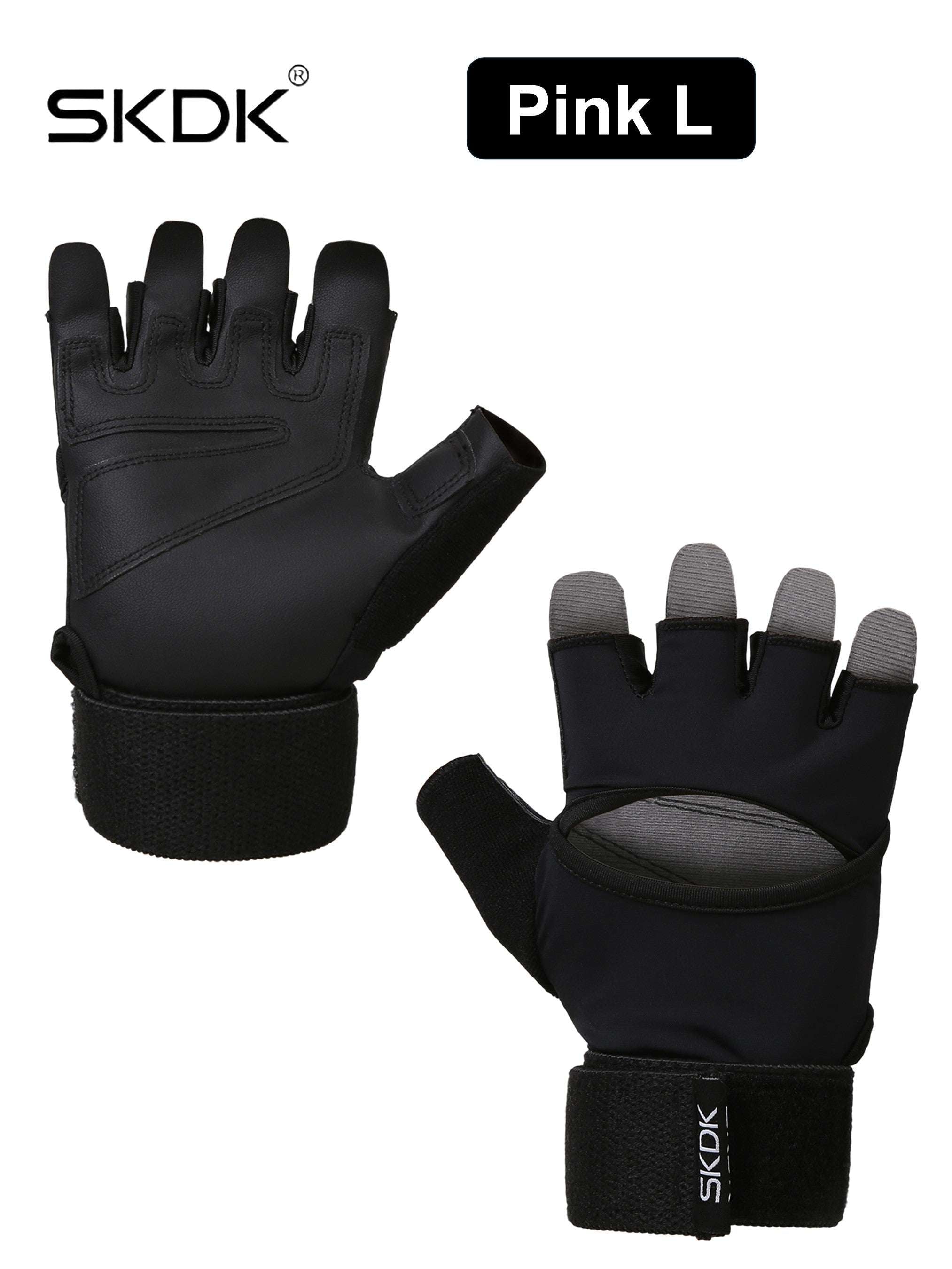 SKDK Workout Gloves with Wrist Support & PU Palm Protection - Breathable Gym Gloves for Weightlifting, CrossFit & Fitness Training