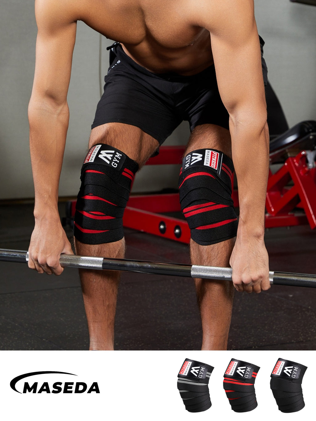 Adjustable Knee Support Wraps – Elastic Compression Brace for Weightlifting, Squats & Gym Workouts