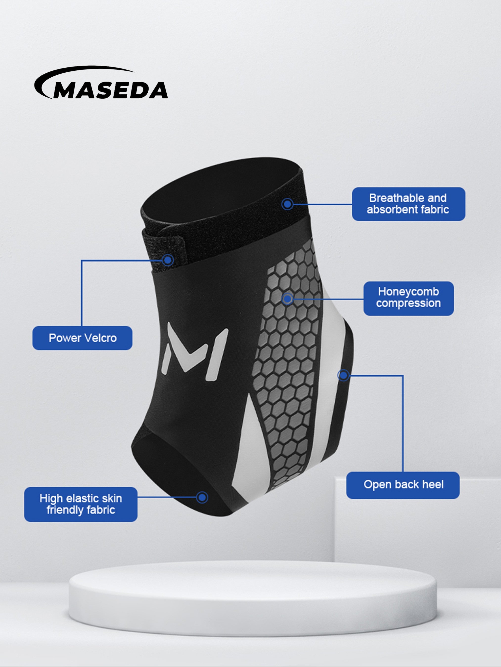 Ultra-Thin Ankle Support Brace – Fashionable Honeycomb Print Compression Sleeve – Breathable & Adjustable